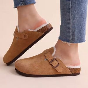 sabot cuir suède cognac