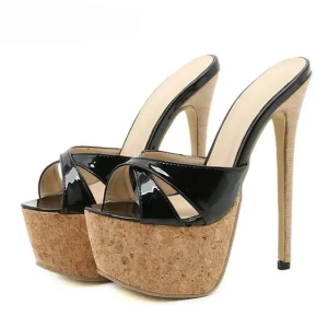 Sabot Femme Haut Talon Noir élégant