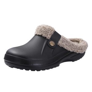 sabot fourrure noir brun