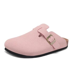 Sabot en cuir Suède Boston fermé Rose Neutre
