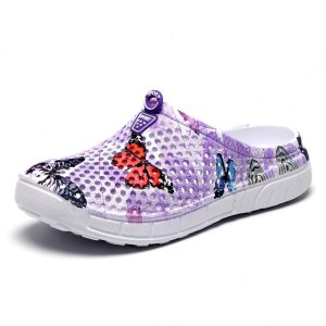 sabot de plage papillon violet