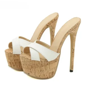 sabot femme haut talon blanc