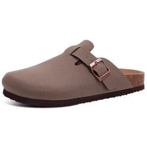 sabot en cuir suède marron foncé