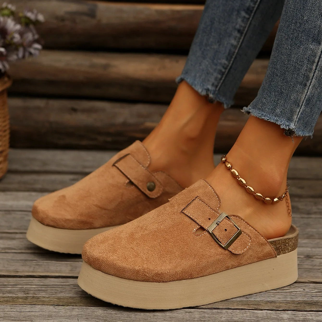 sabot féminin cuir marron
