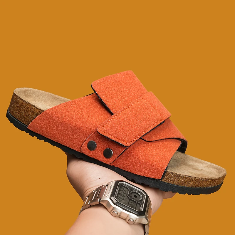 Sabots daim de vache Suède orange